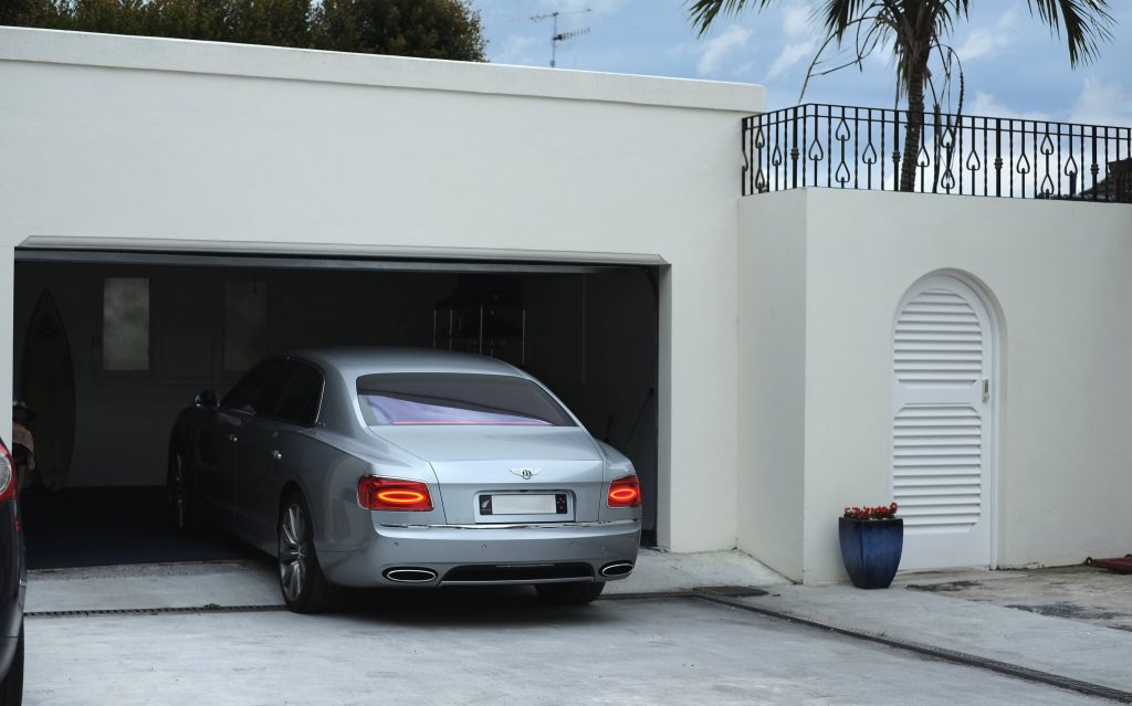 Prestige Cedar Louvre Garage Door Painted