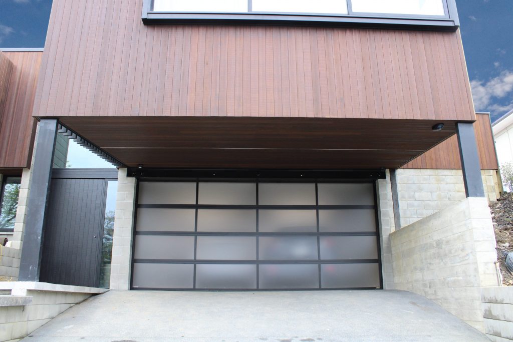 Plexiglass Garage Door with Black Powdercoated Frames