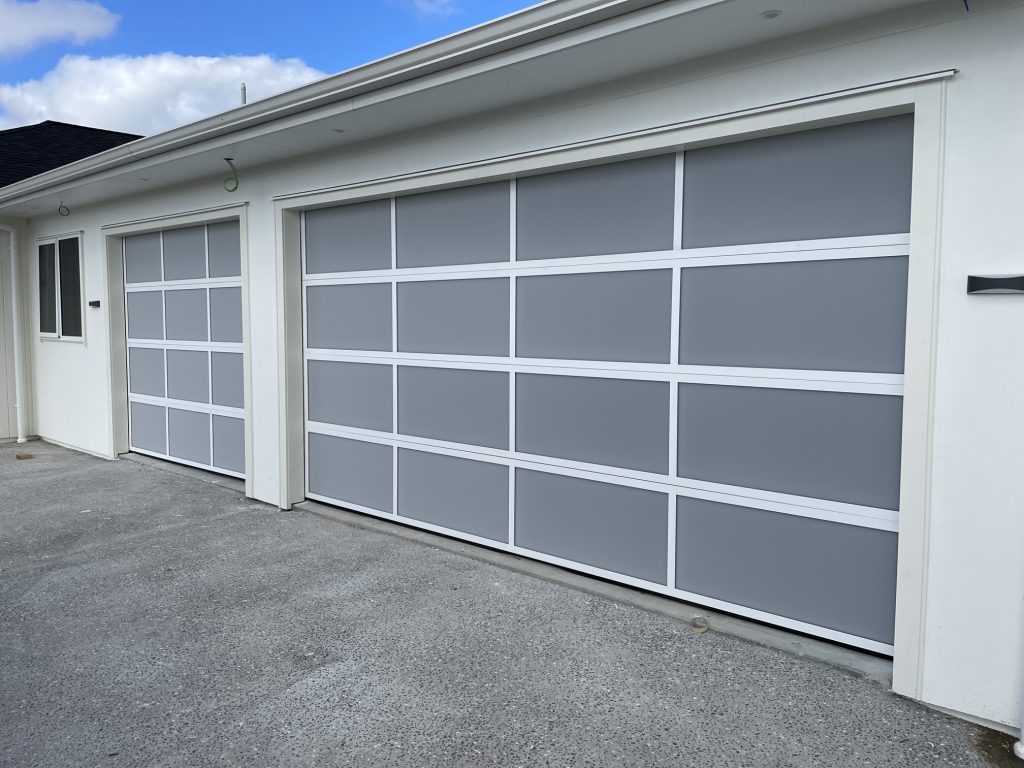 Plexiglass Snow Garage Door with White Frame