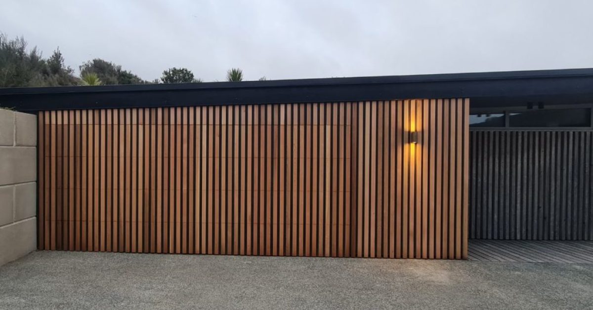 Vertical Batten Cedar Flushmount Garage Door