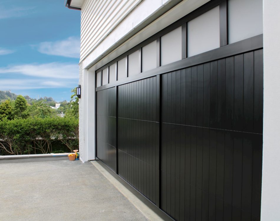 Faux Cedar Aluminium Garage Door with Windows